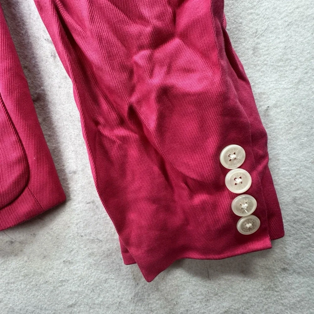 Ralph‎ Lauren Blazer Jacket Womens Fitted 12/14 100% Silk Designer Hot Pink Glam